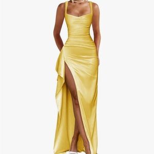 Elegant Yellow Evening Gown